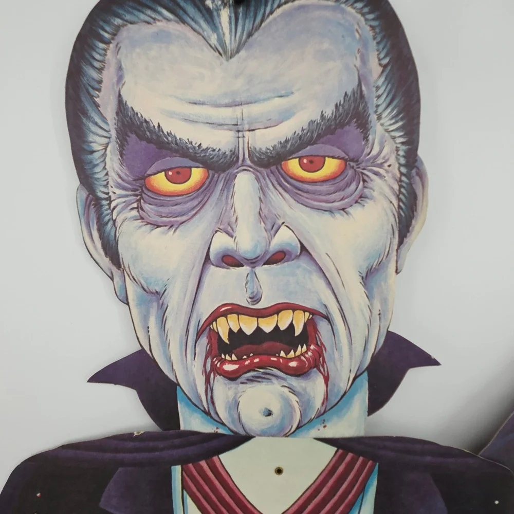 Vampire Dracula Halloween Jointed Double Sided Die-Cut Realistic Decor Vintage